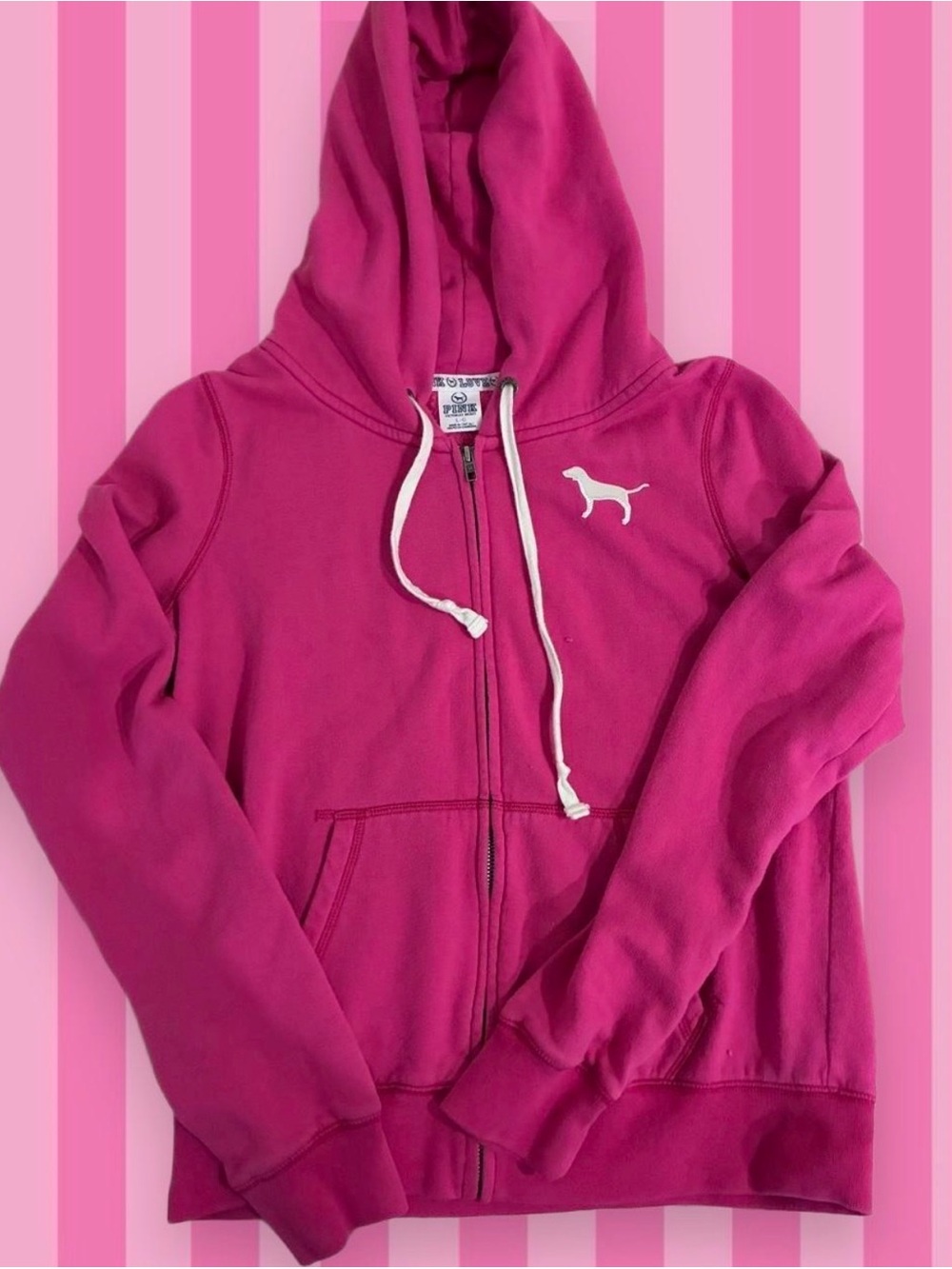 Victoria's Secret PINK Love Pink Full-Zip Hoodie Pink Full-Zip Hoodie vintage y2